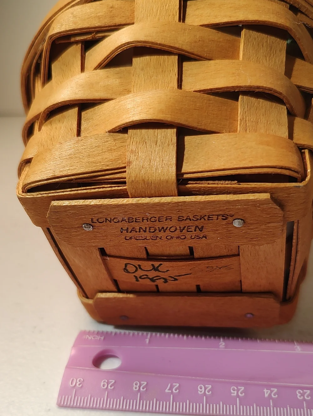 Longaberger 1995 Hostess Thyme Basket, Liner And Plastic Protector